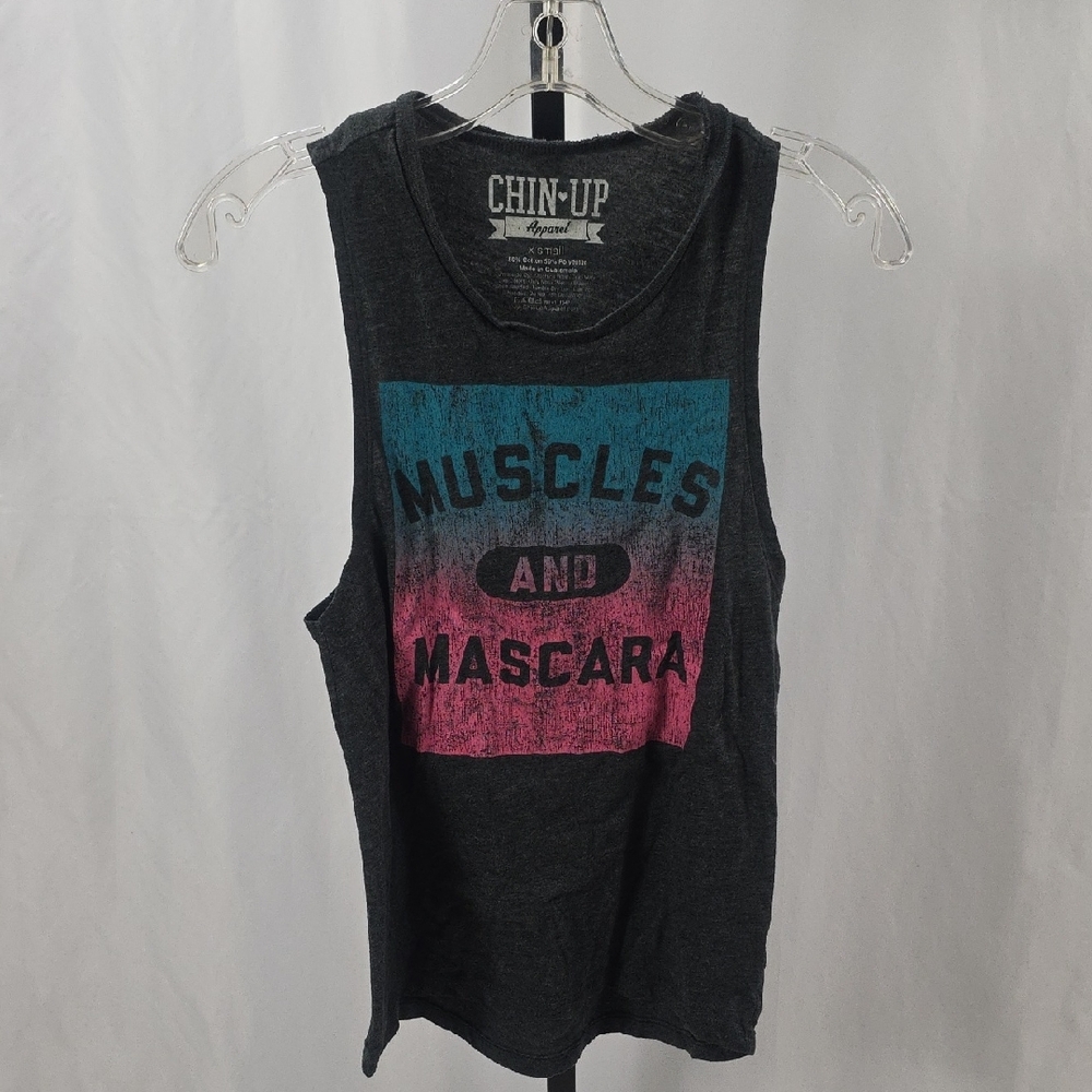 Chin Up Apparel Black and Pink Graphic Tank Top